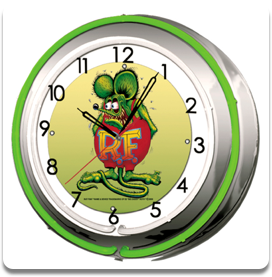 Rat Fink Double Neon Clock